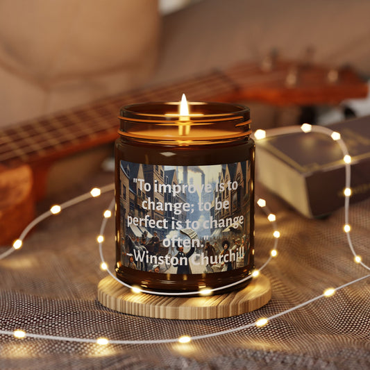 "Winston Churchill Soy Candle – Inspiration in Every Glow" (Multi-Size, Amber Jar)