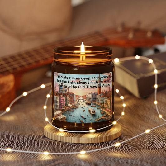 "Venetian Secrets Candle – Inspired by the Canals of Venice" Scented Soy Candle (Multi-Size, Amber Jar)