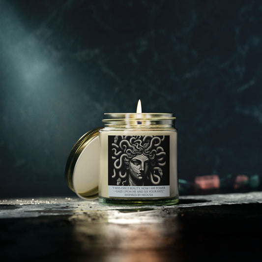 "Medusa’s Gaze Candle – Coconut Apricot Wax | Power & Mystery"(4oz, 9oz)