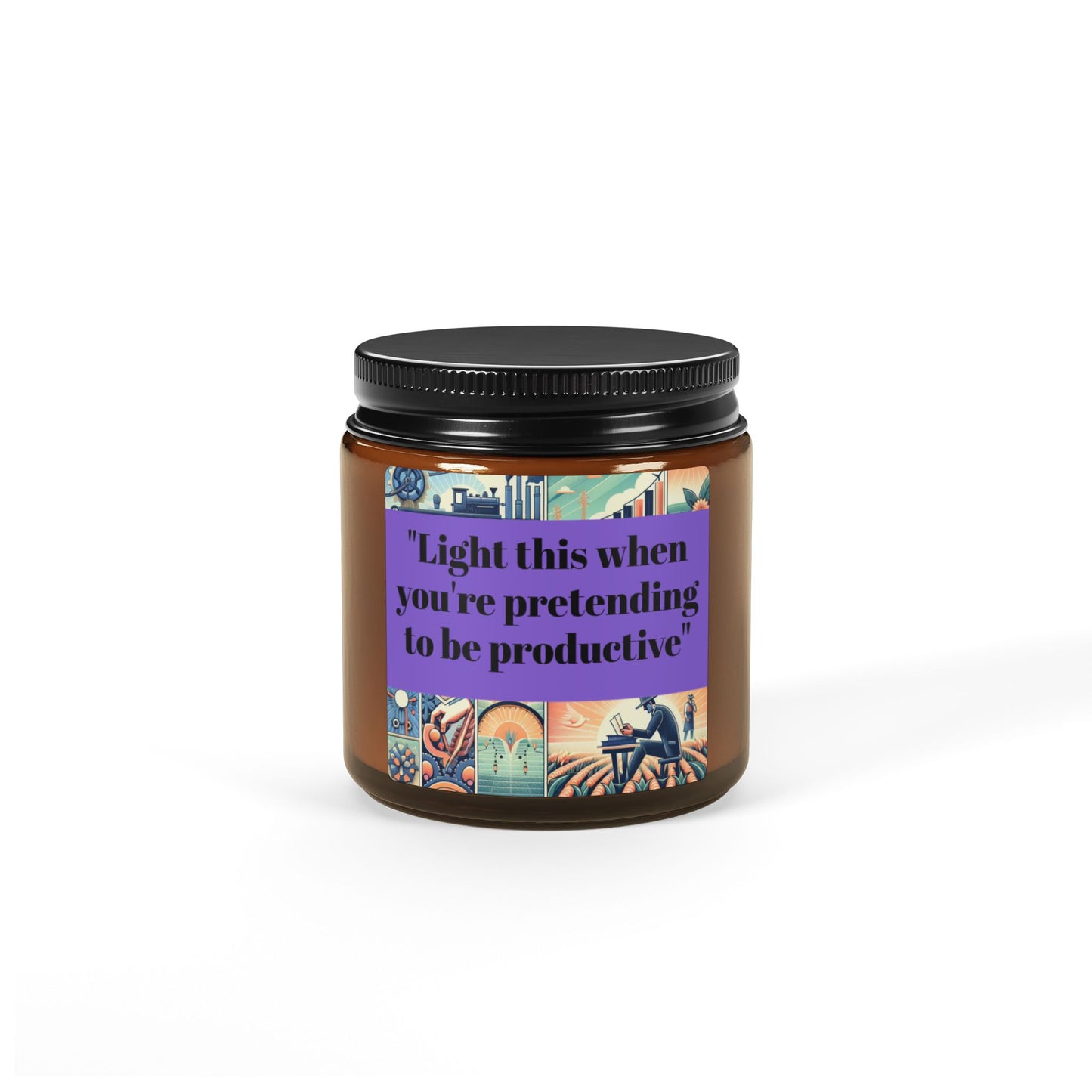 "Light This When You're Pretending to be Productive" Scented Soy Candle (Multi-Size, Amber Jar) | 5 Scents