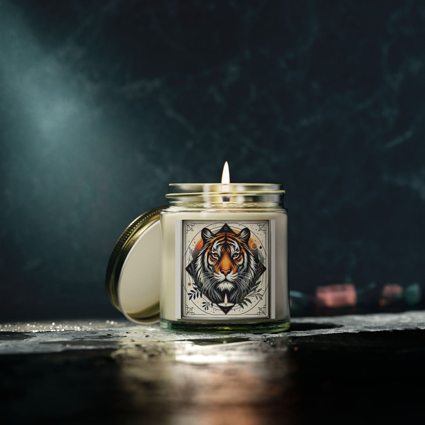 Geometric Tiger - Coconut Apricot Wax Candle (4oz, 9oz)