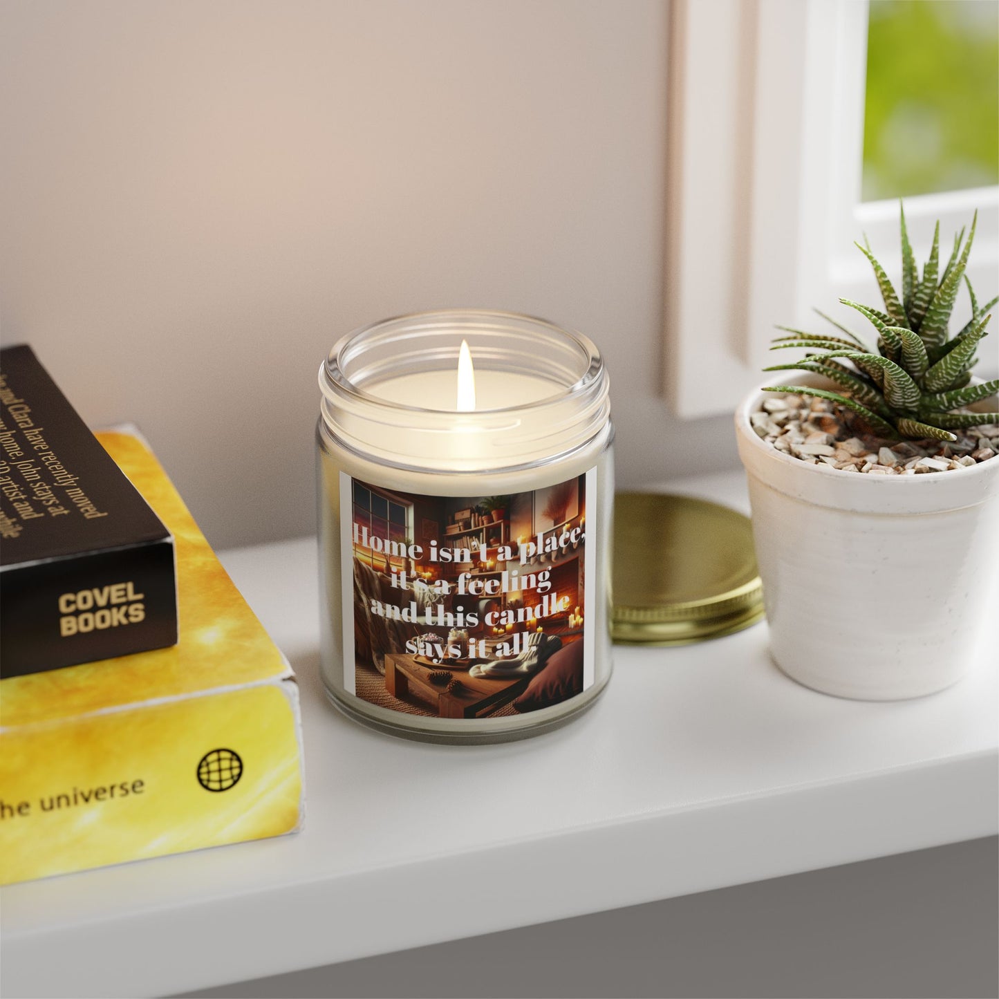 Home Isn’t a Place, It’s a Feeling – Coconut Apricot Wax Candle – A Scented Glow That Says It All (4oz, 9oz)