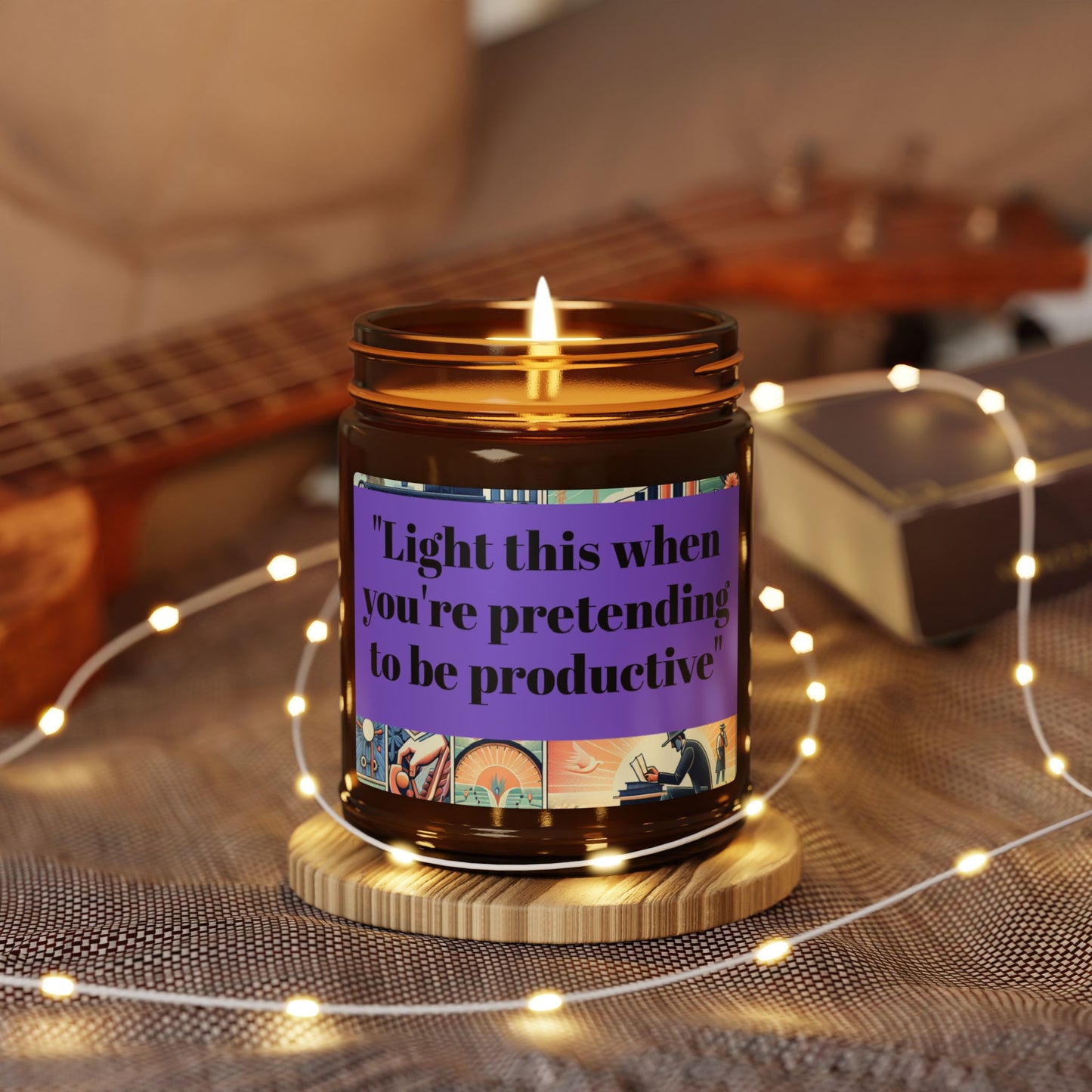 "Light This When You're Pretending to be Productive" Scented Soy Candle (Multi-Size, Amber Jar) | 5 Scents