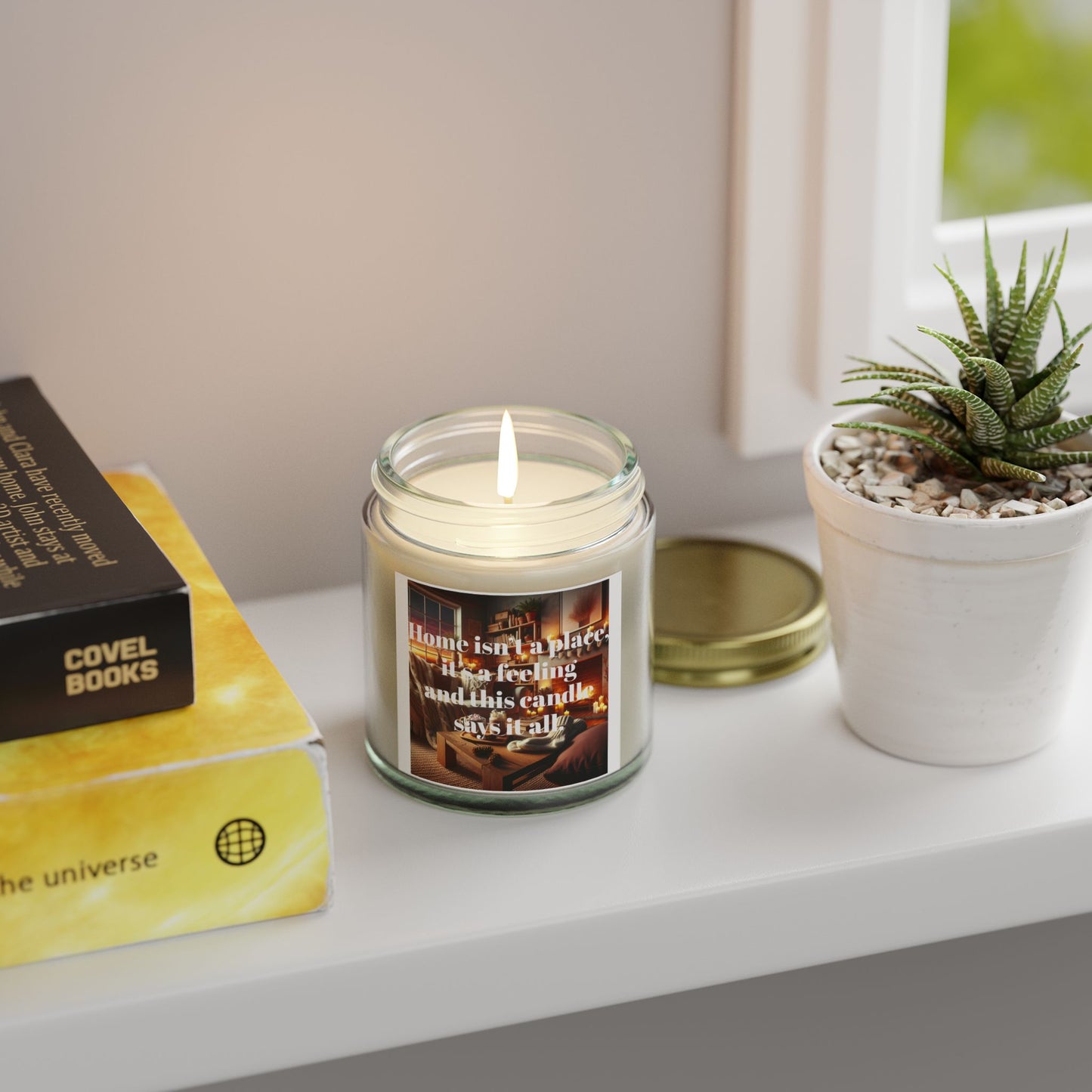 Home Isn’t a Place, It’s a Feeling – Coconut Apricot Wax Candle – A Scented Glow That Says It All (4oz, 9oz)