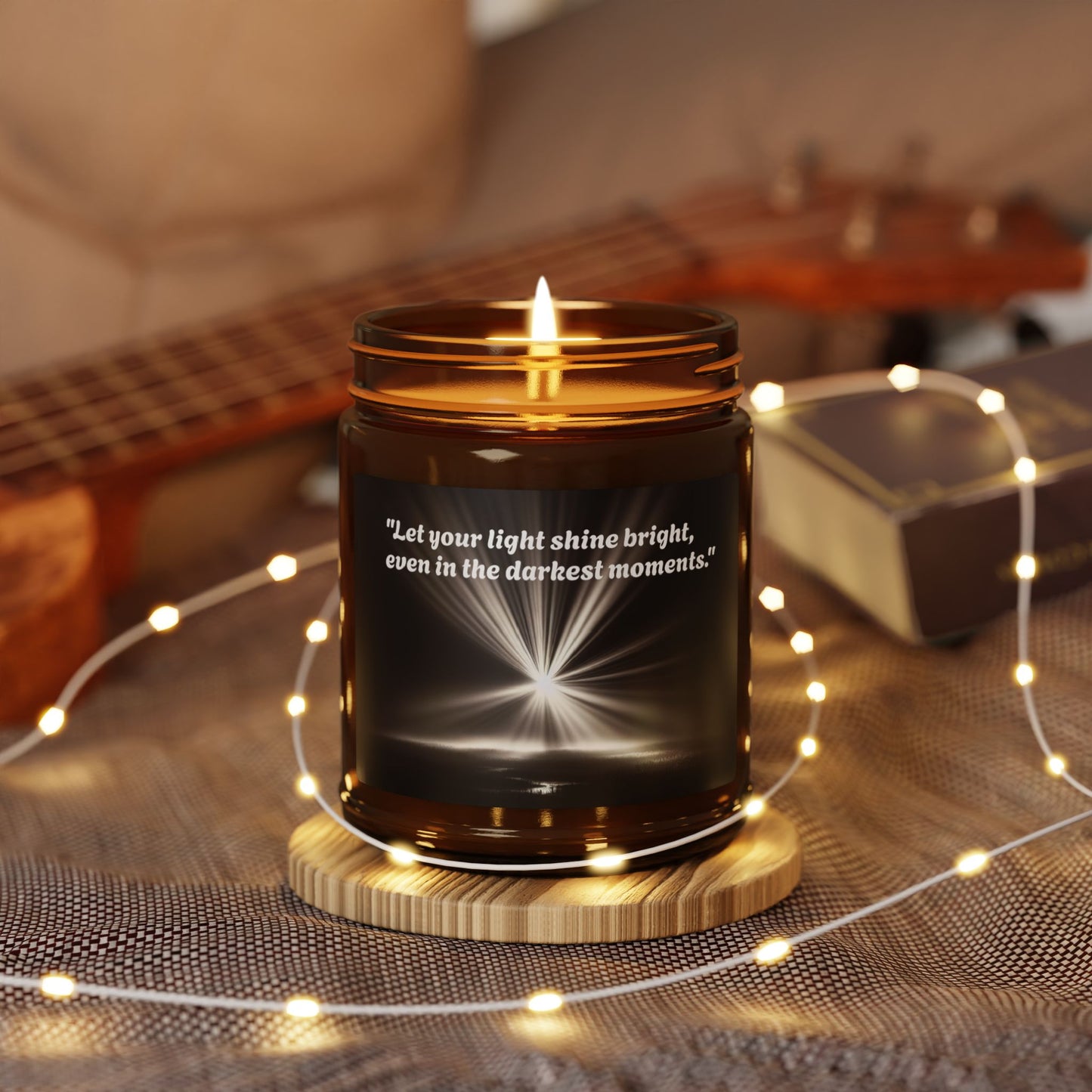 Inspirational Soy Candle – Let Your Light Shine Bright (Multi-Size, Amber Jar)