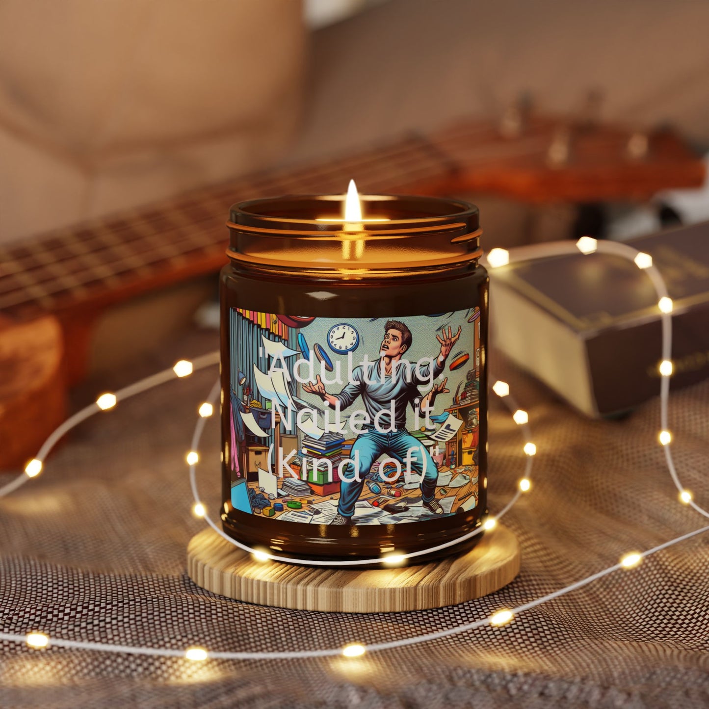 "Adulting: Nailed it (Kind of)" Scented Soy Candle (Multi-Size, Amber Jar)