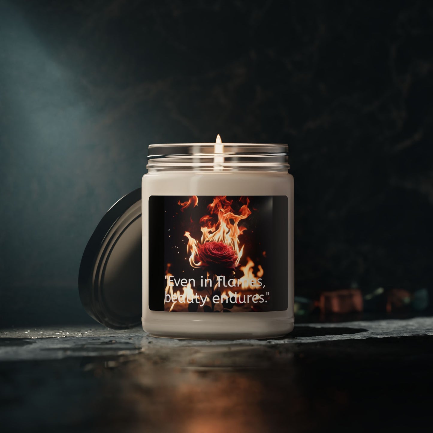 Rose on Fire Candle - Beauty in Resilience