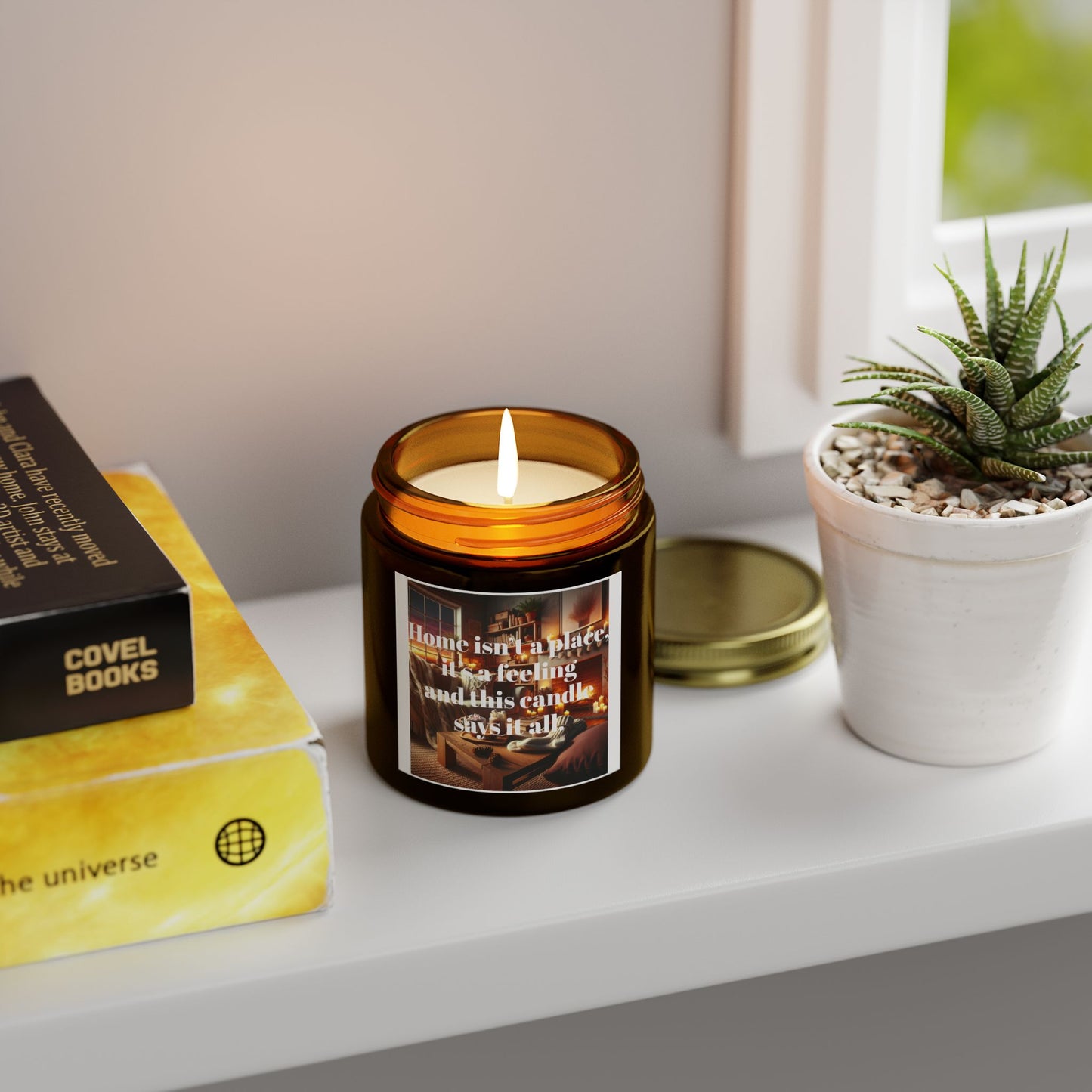 Home Isn’t a Place, It’s a Feeling – Coconut Apricot Wax Candle – A Scented Glow That Says It All (4oz, 9oz)