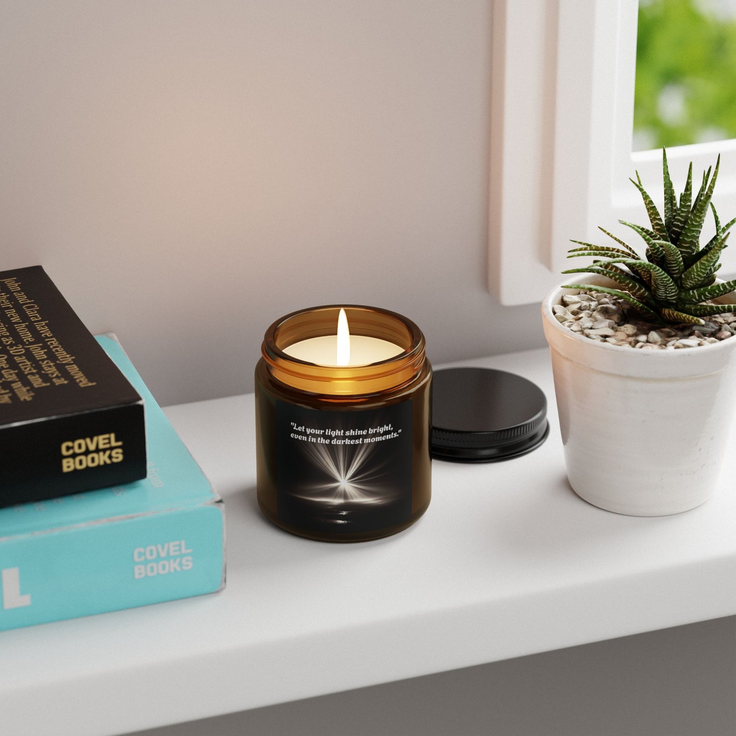 Inspirational Soy Candle – Let Your Light Shine Bright (Multi-Size, Amber Jar)