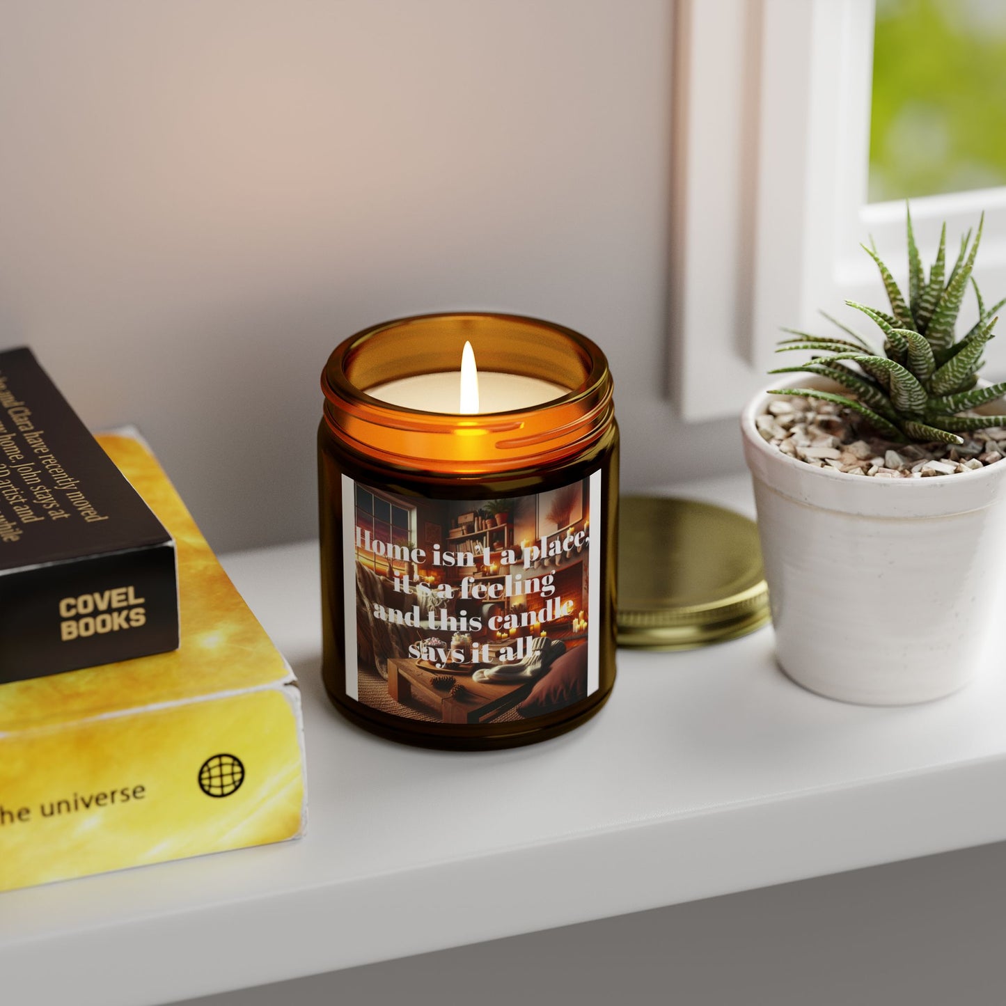 Home Isn’t a Place, It’s a Feeling – Coconut Apricot Wax Candle – A Scented Glow That Says It All (4oz, 9oz)