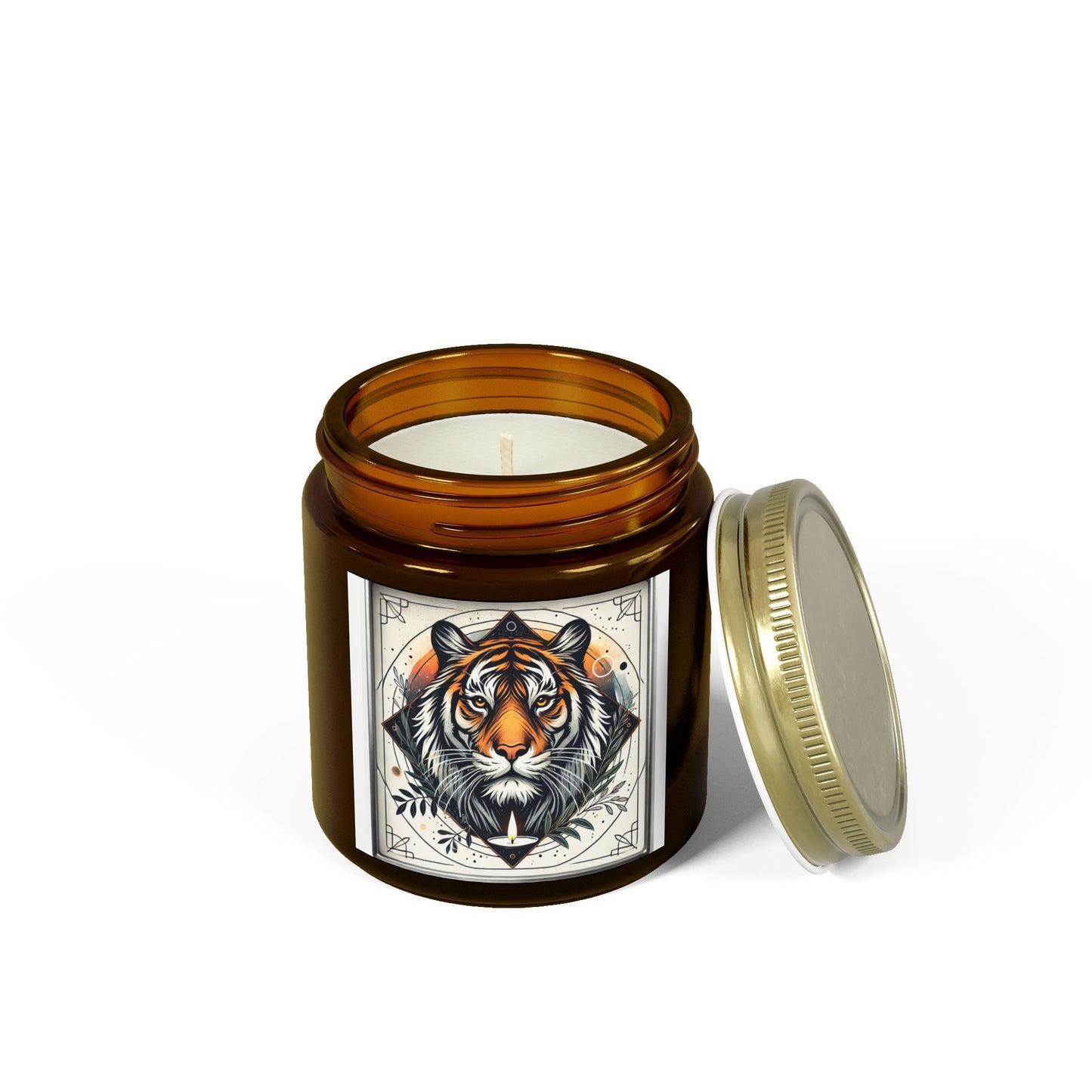 Geometric Tiger - Coconut Apricot Wax Candle (4oz, 9oz)