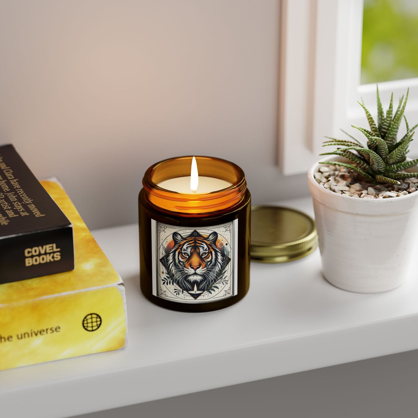 Geometric Tiger - Coconut Apricot Wax Candle (4oz, 9oz)