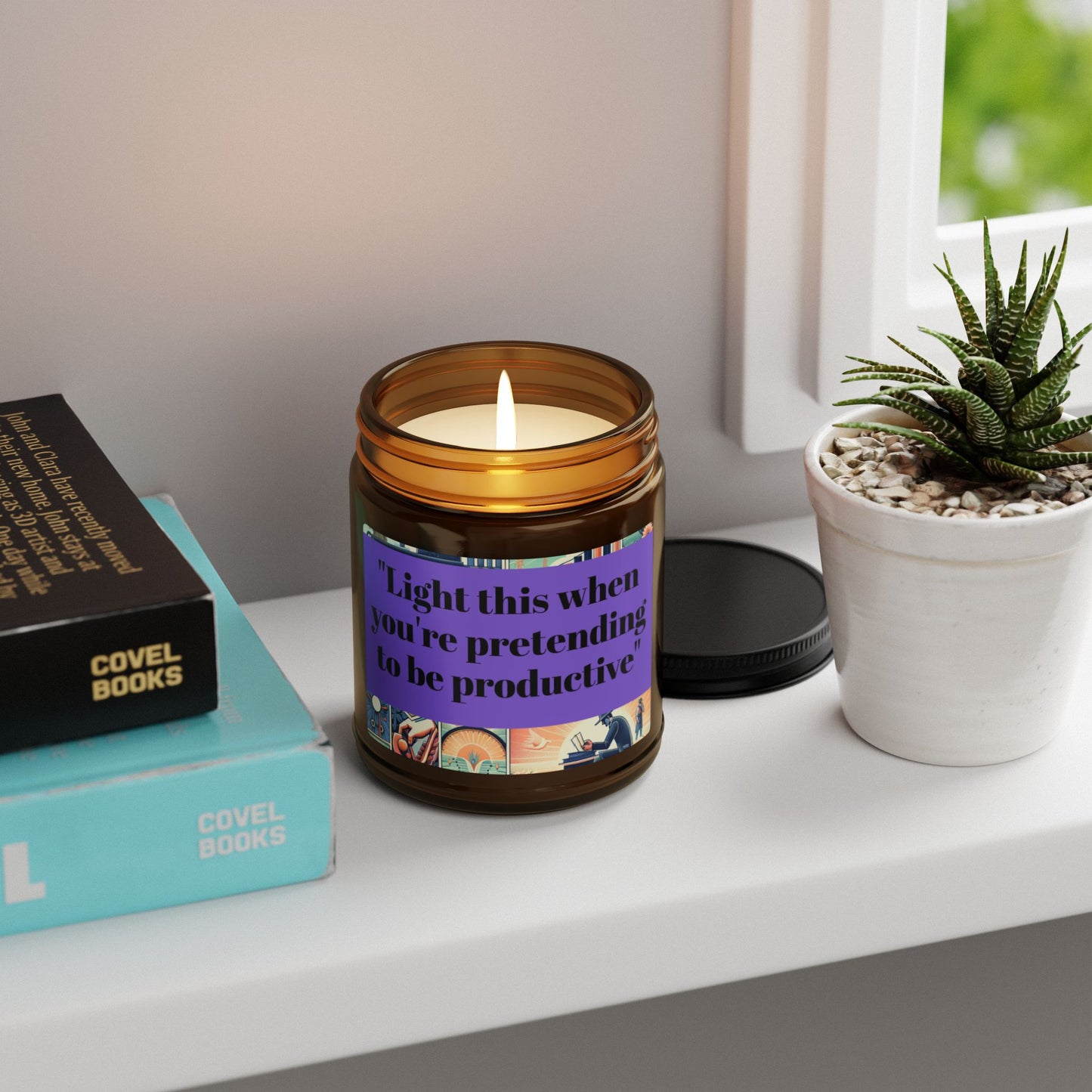 "Light This When You're Pretending to be Productive" Scented Soy Candle (Multi-Size, Amber Jar) | 5 Scents