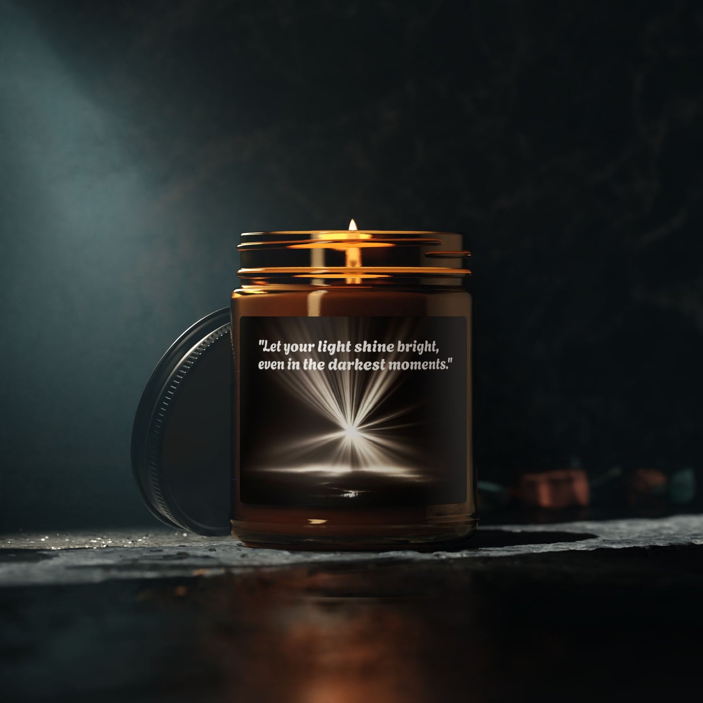Inspirational Soy Candle – Let Your Light Shine Bright (Multi-Size, Amber Jar)
