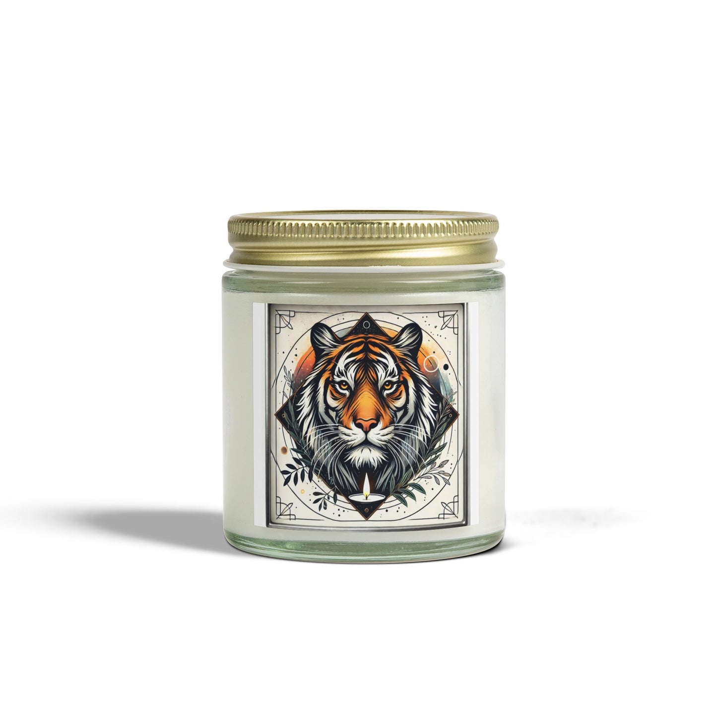 Geometric Tiger - Coconut Apricot Wax Candle (4oz, 9oz)