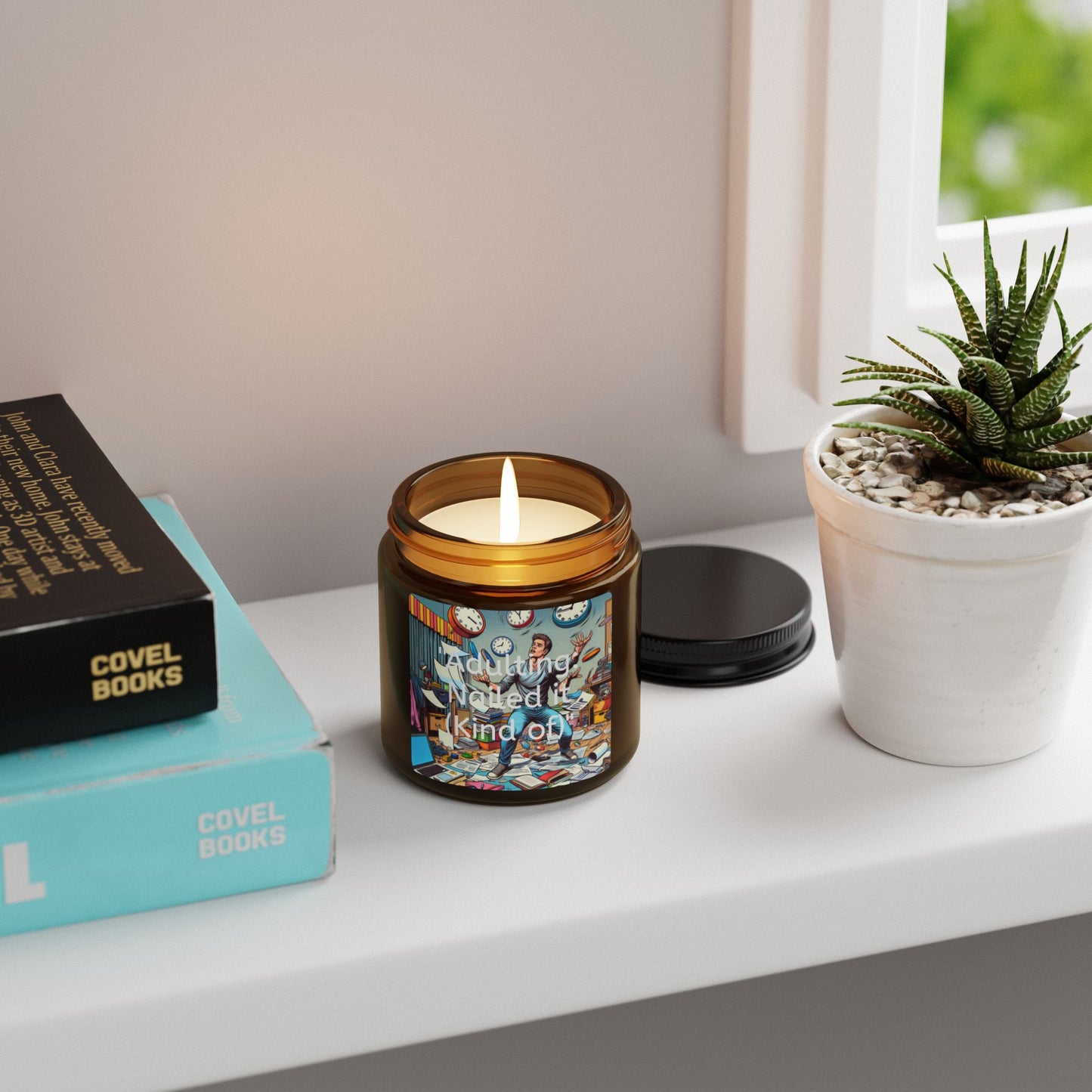 "Adulting: Nailed it (Kind of)" Scented Soy Candle (Multi-Size, Amber Jar)