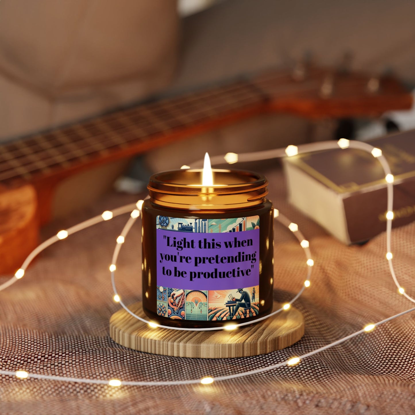 "Light This When You're Pretending to be Productive" Scented Soy Candle (Multi-Size, Amber Jar) | 5 Scents