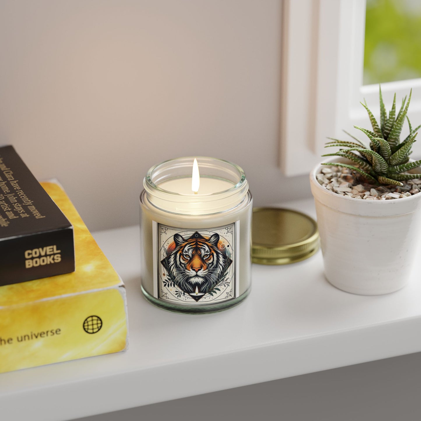 Geometric Tiger - Coconut Apricot Wax Candle (4oz, 9oz)