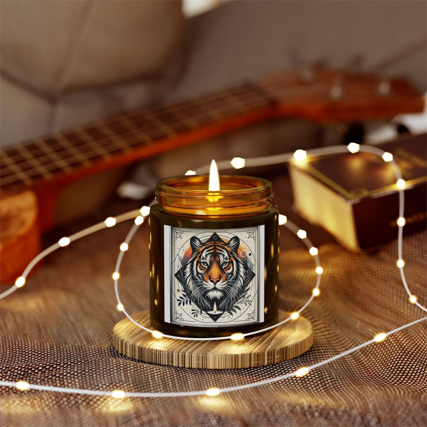 Geometric Tiger - Coconut Apricot Wax Candle (4oz, 9oz)