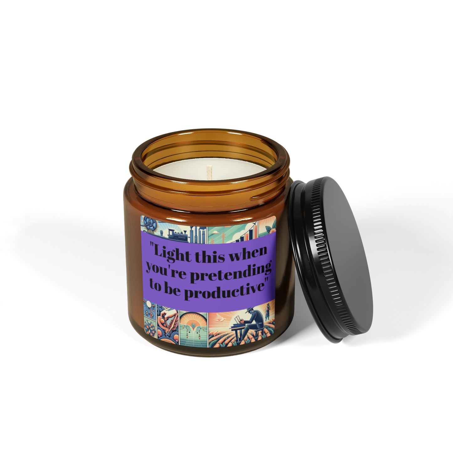 "Light This When You're Pretending to be Productive" Scented Soy Candle (Multi-Size, Amber Jar) | 5 Scents