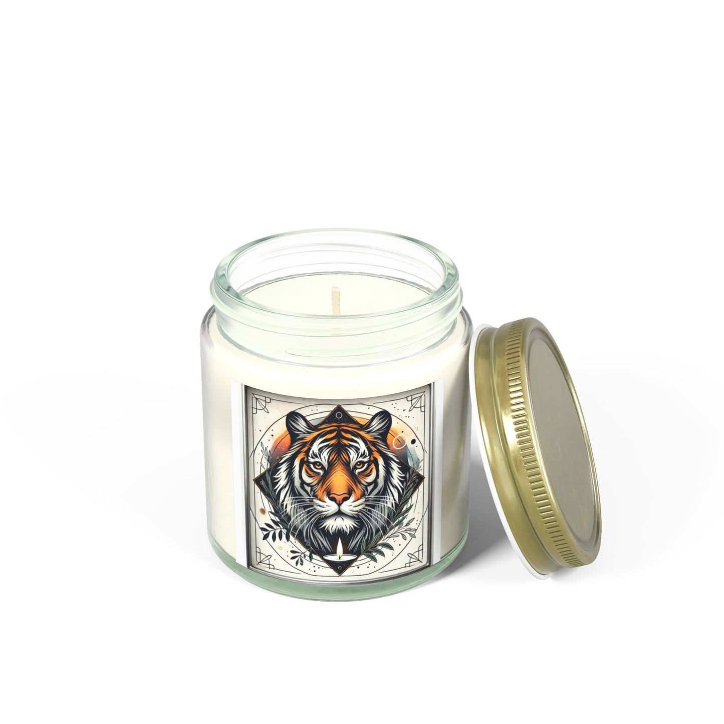 Geometric Tiger - Coconut Apricot Wax Candle (4oz, 9oz)