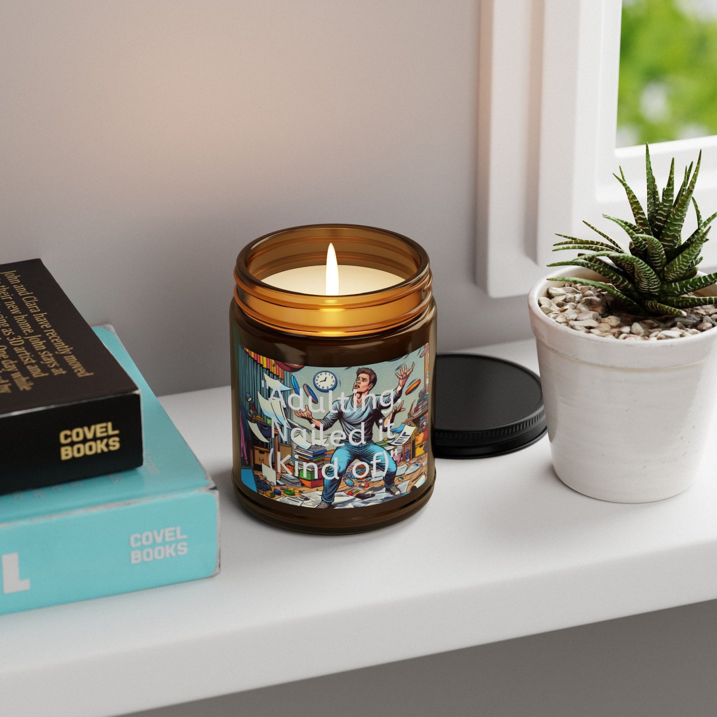 "Adulting: Nailed it (Kind of)" Scented Soy Candle (Multi-Size, Amber Jar)