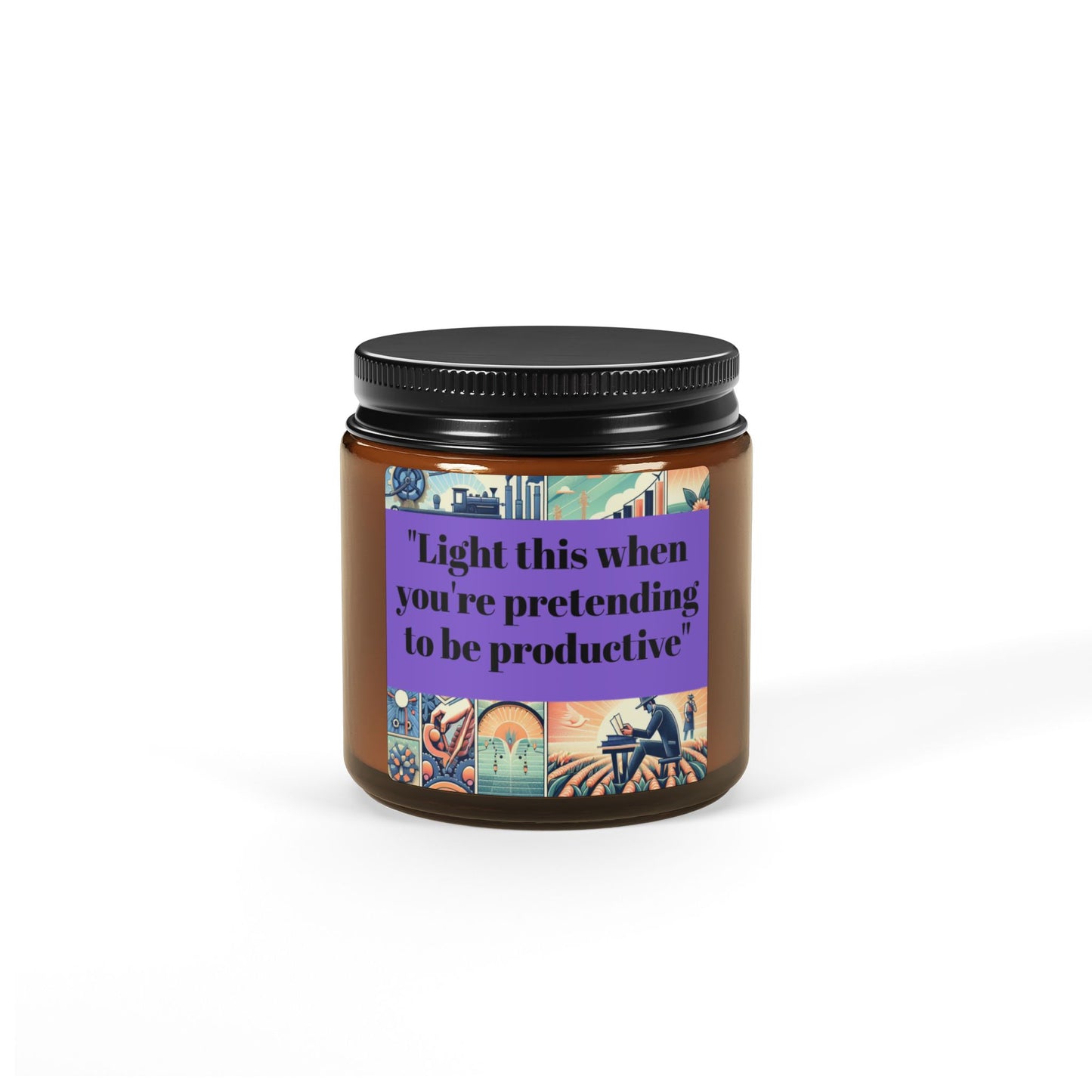 "Light This When You're Pretending to be Productive" Scented Soy Candle (Multi-Size, Amber Jar) | 5 Scents