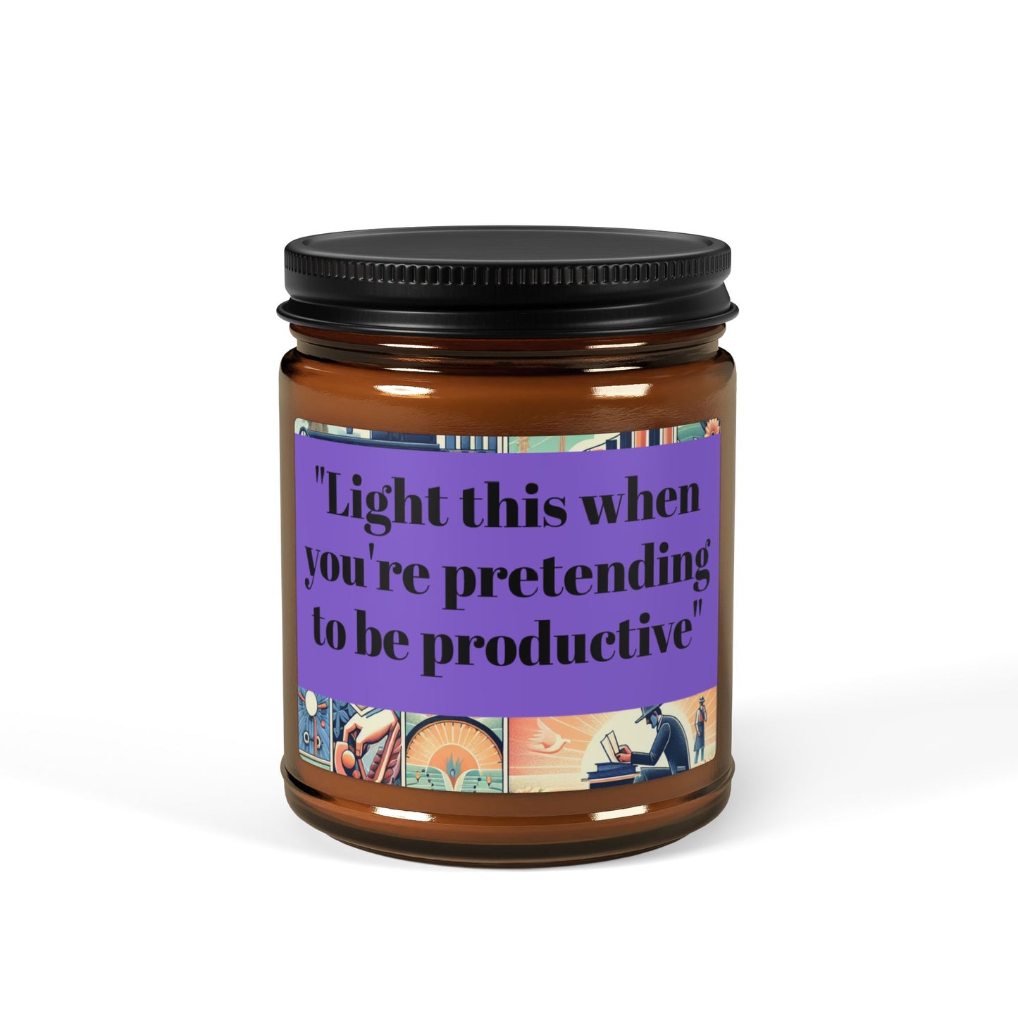 "Light This When You're Pretending to be Productive" Scented Soy Candle (Multi-Size, Amber Jar) | 5 Scents