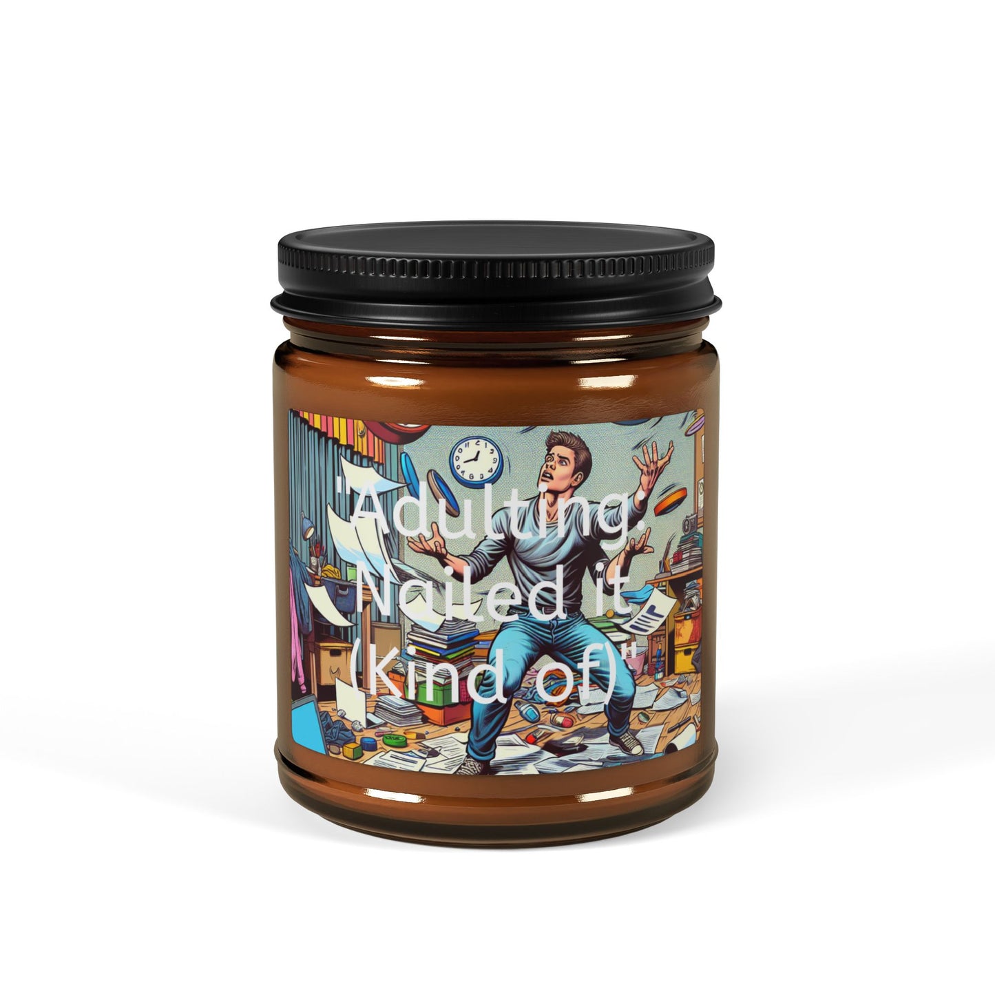 "Adulting: Nailed it (Kind of)" Scented Soy Candle (Multi-Size, Amber Jar)